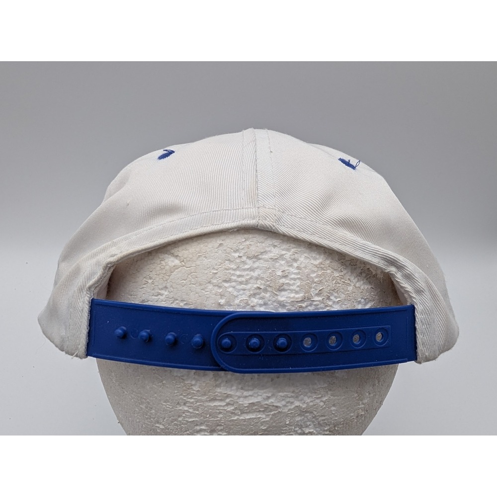 Vintage Sherwin-Williams Co Snapback Hat White Blue Paint Logo Trucker Cap View 4